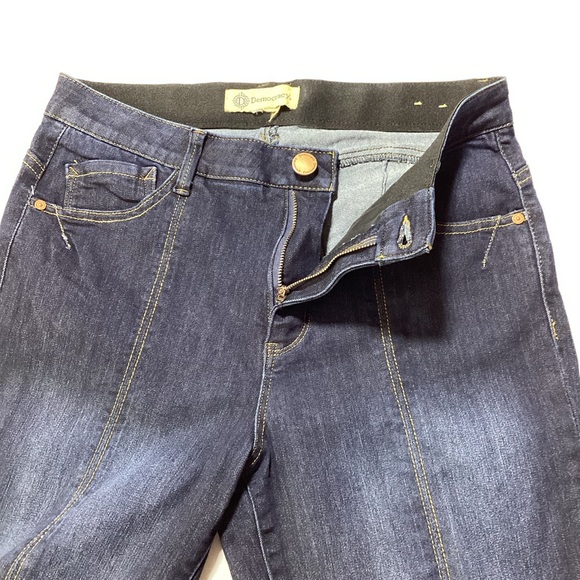 Democracy Women's Deep Indigo Straight Leg Split Hem Jeans - Picture 3 of 11